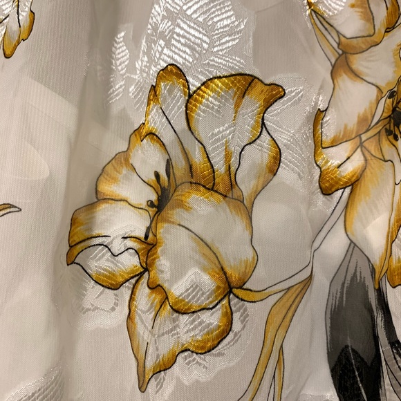 WHBM White House black market yellow floral long sleeve blouse cami yellow top - Picture 4 of 8